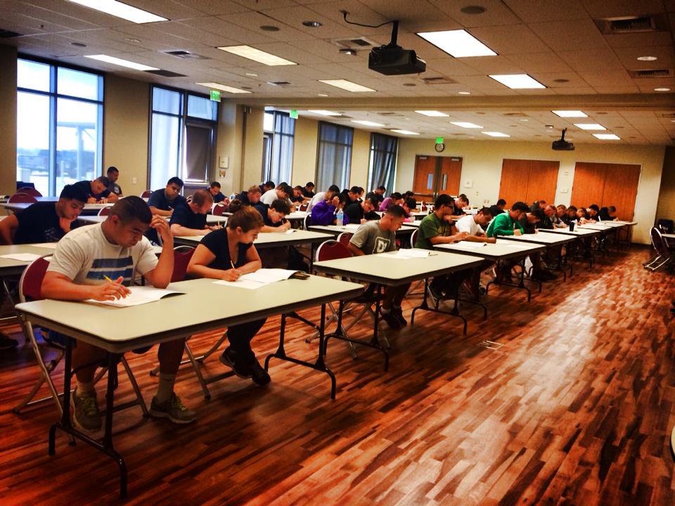 Participants sitting at tables